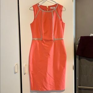 Calvin Klein dress in peach/cream snakeskin detail